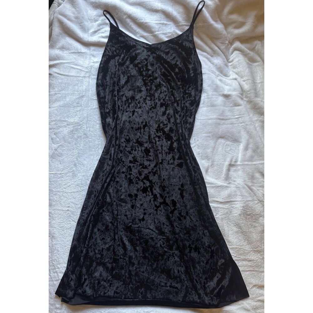 Double Zero Black Velvet Whimsigoth Slip Dress L